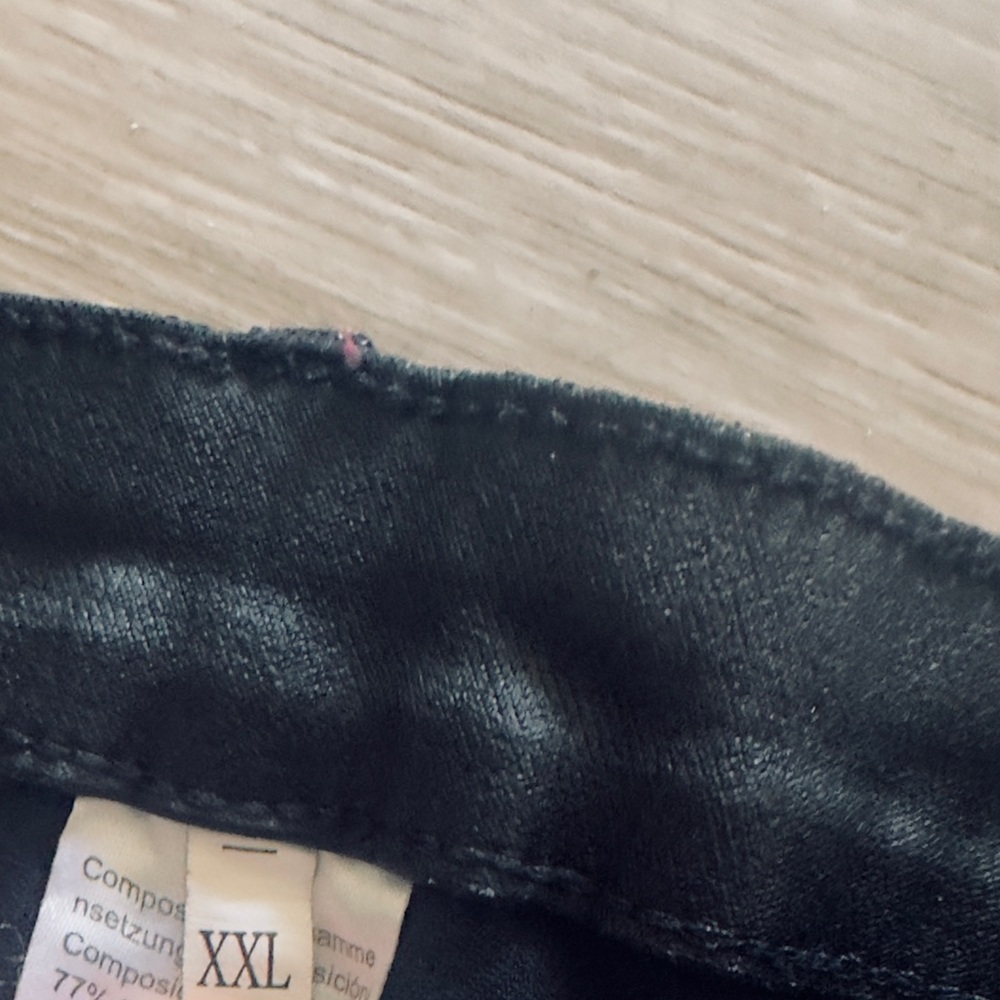 High Rise leather Black Coated Jeans size XXL - Picture 5 of 6